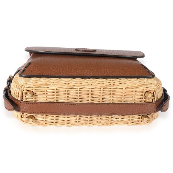 Gucci Brown Leather & Wicker Small Messenger Bag - Picture 5 of 7
